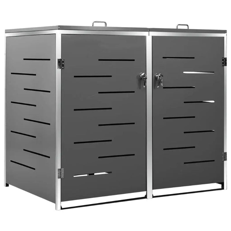 Cache de 2 poubelles exterieures en inox de côté