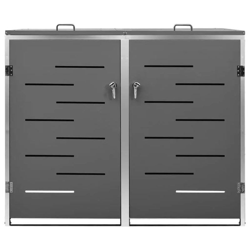 Cache de 2 poubelles exterieures en inox de face