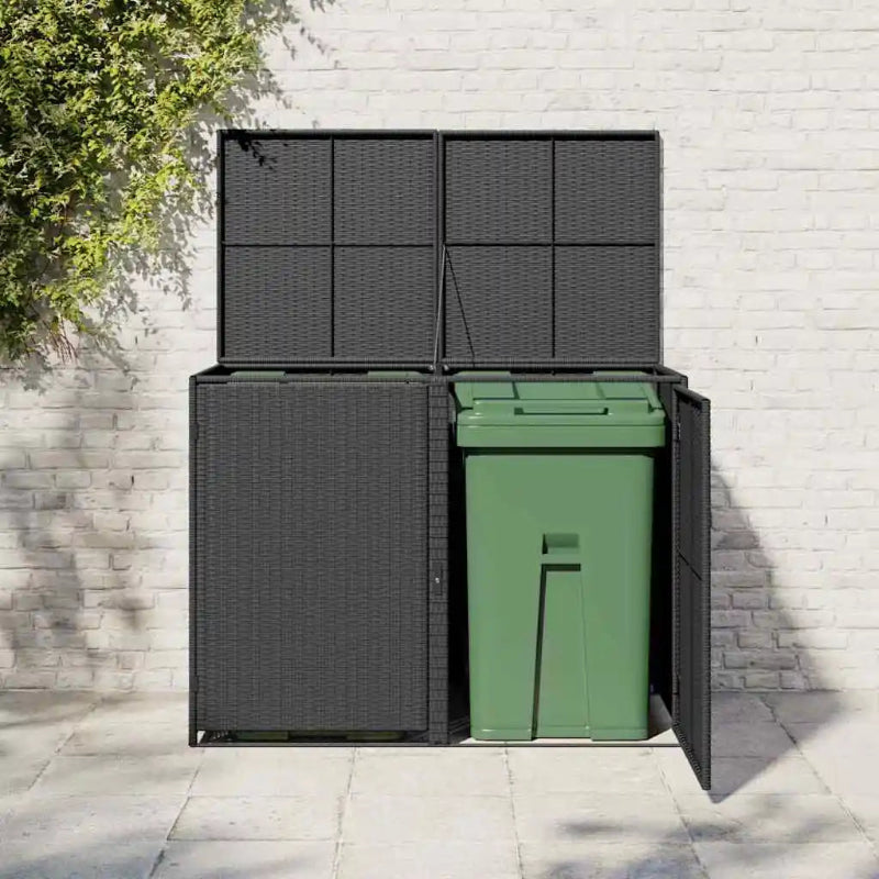 Cache de 2 poubelles exterieures noire de face