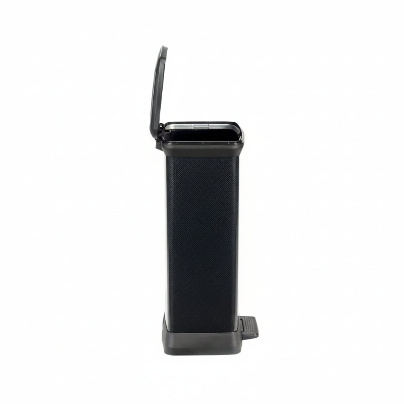 Poubelle a pedale noire 50L sur le côté