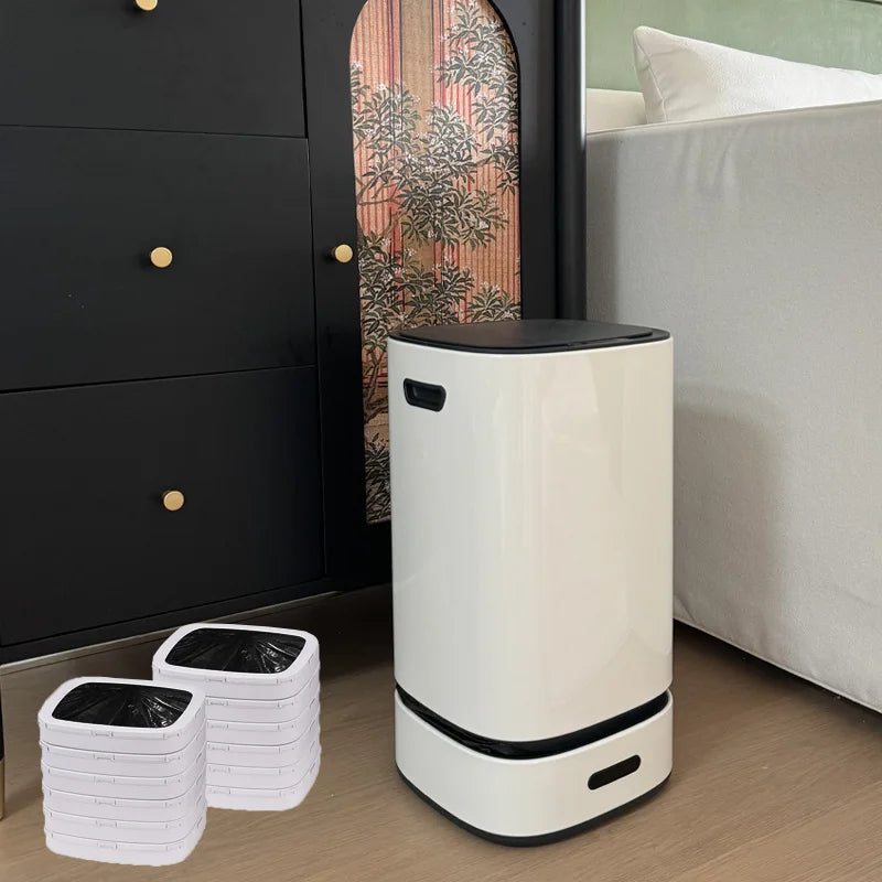 Poubelle automatique 13L design blanc avec 2 boxes