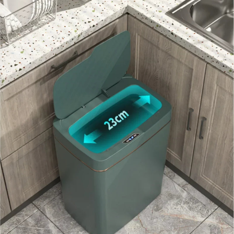 Poubelle automatique verte 15L largeur
