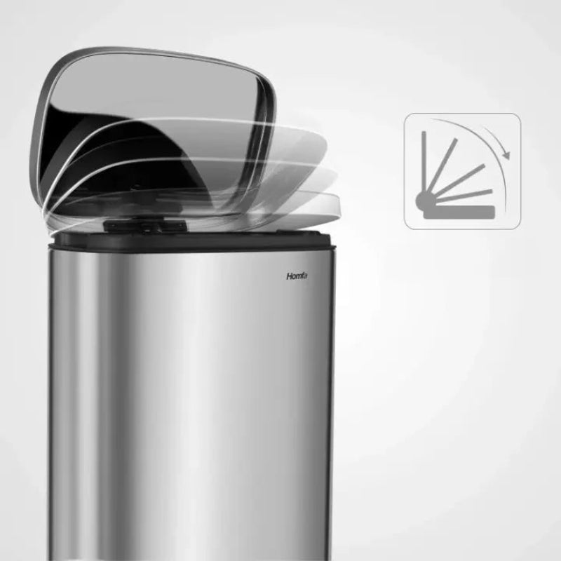 Poubelle de cuisine 50L + 5L en inox couvercle ouvert