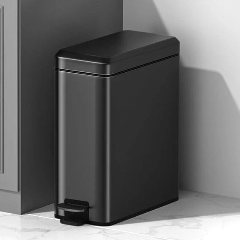Poubelle de cuisine à pedale en inox noire givrée