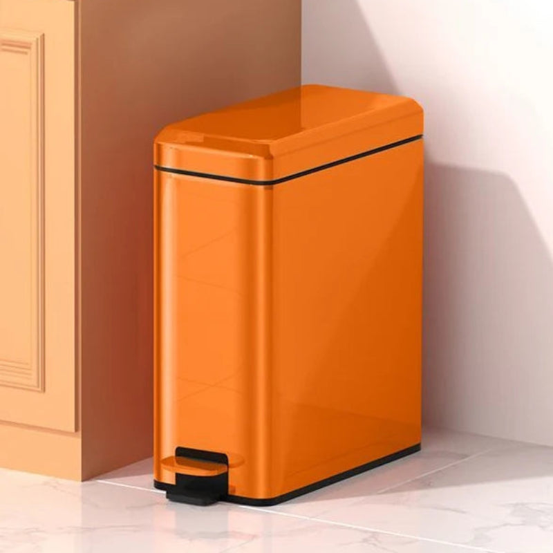 Poubelle de cuisine à pedale en inox orange