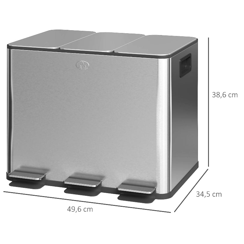 Poubelle de cuisine à plusieurs compartiments 3x10L dimension