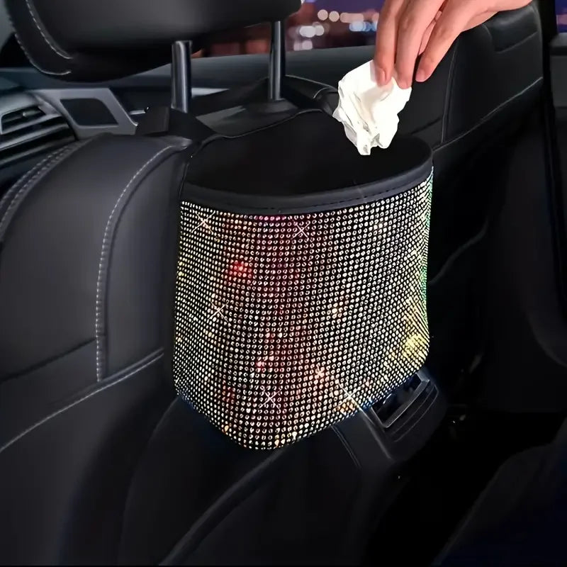 Poubelle de voiture en cristal brillant couleur