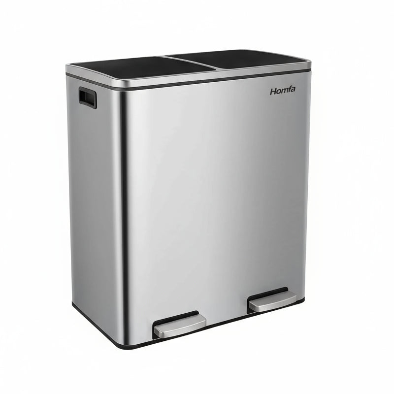 Poubelle à double compartiment 60L argentée
