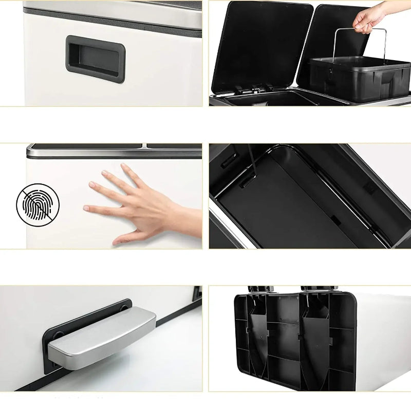 Caractéristiques de la Poubelle à double compartiment 60L blanche