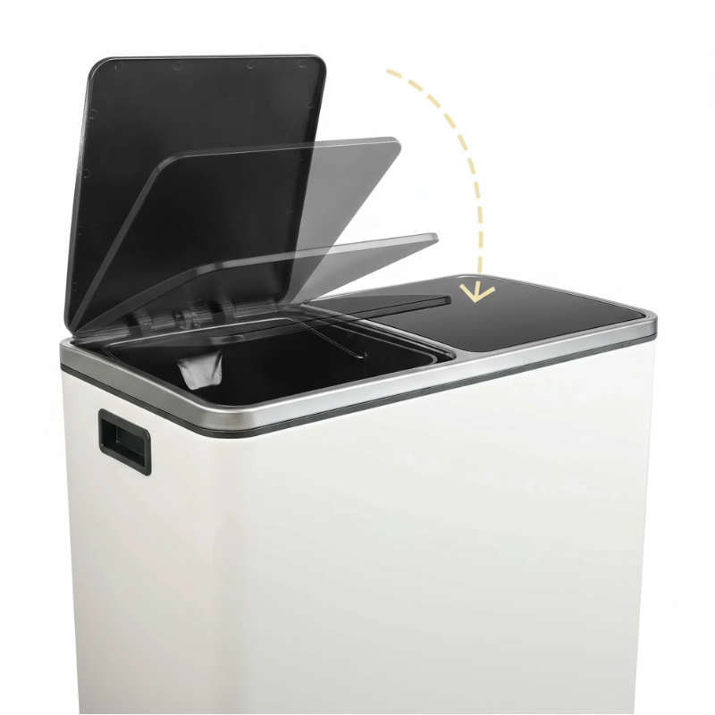 Couvercle de la poubelle à double compartiment 60L blanche