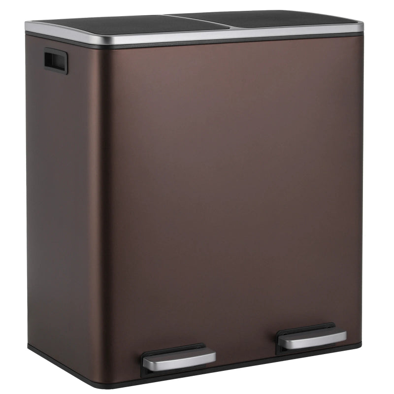 Poubelle à double compartiment 60L marron