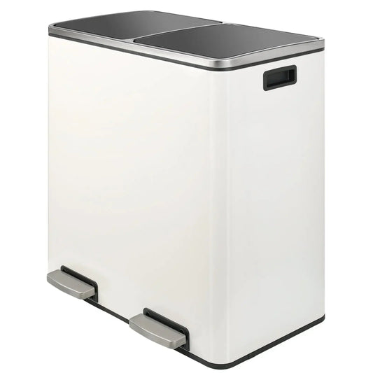 Poubelle à double compartiment 60L blanche