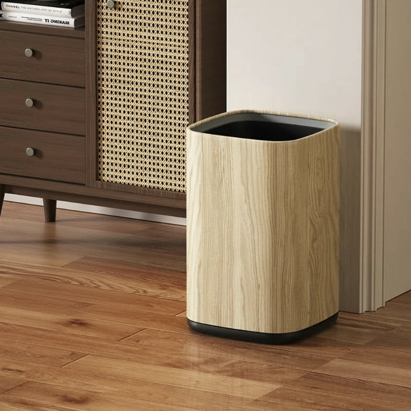 Poubelle en bois moderne carrée claire 13L