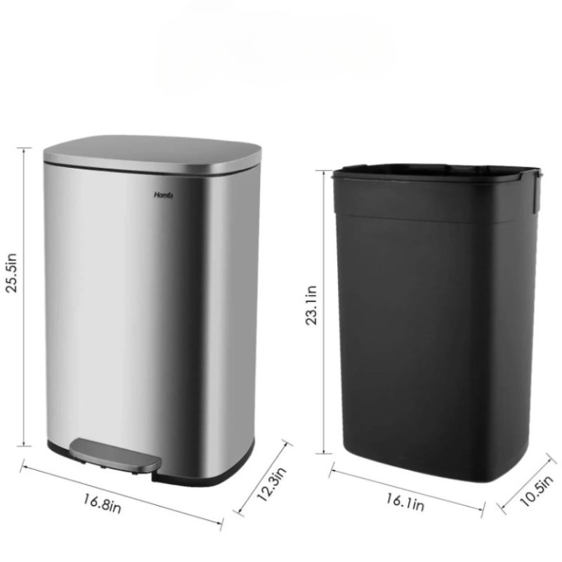 Dimension de la Poubelle à pedale en inox 50L