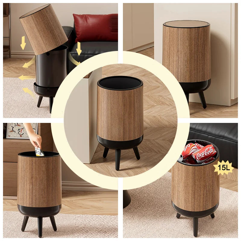Présentation de la Poubelle retro en bois 15L