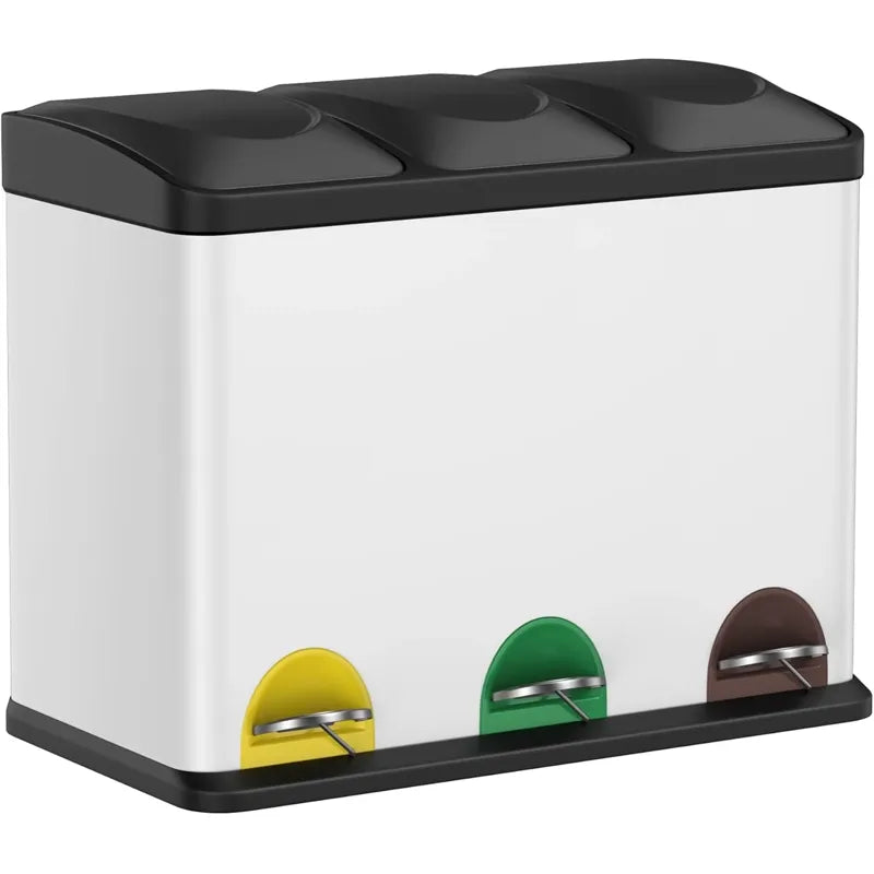 Poubelle à tri sélectif 3x15L (45L) blanche