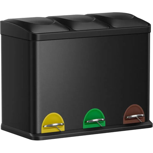 Poubelle à tri sélectif 3x15L (45L) noire
