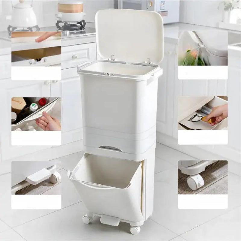Poubelle à tri selectif blanche 42L caractéristiques