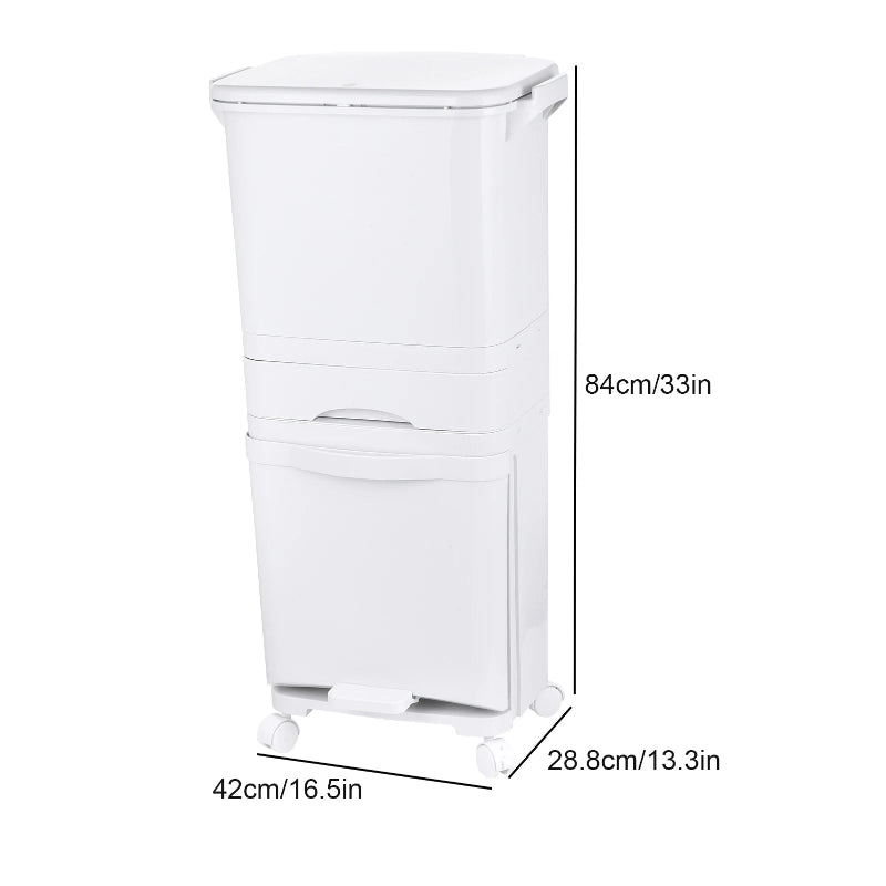 Poubelle à tri selectif blanche 42L dimension