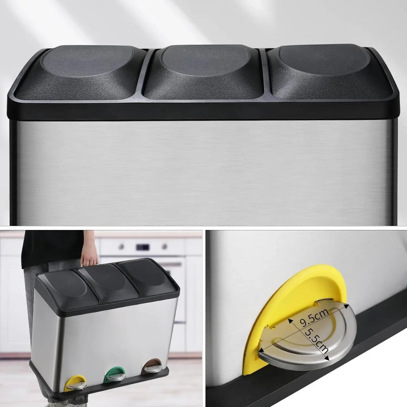 Poubelle tri selectif en acier dimension