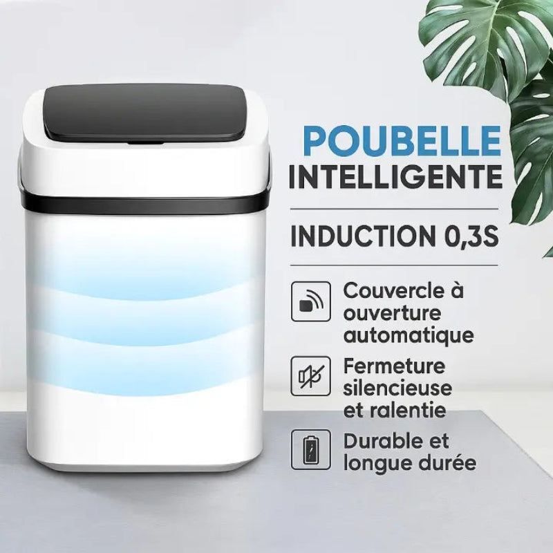 Description de la poubelle automatique blanche 13L
