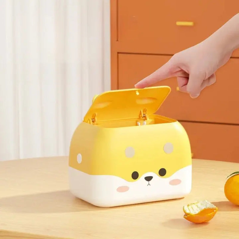 mini poubelle de bureau mignonne ouverture à la main