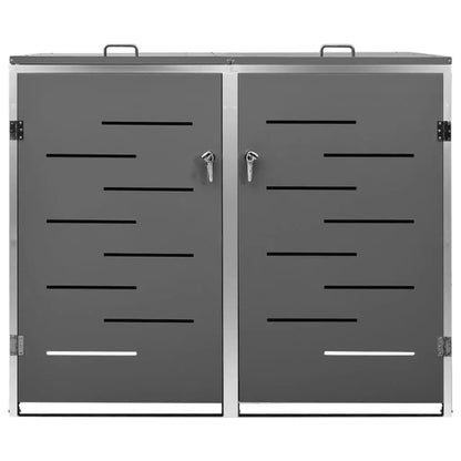 Cache de 2 poubelles exterieures en inox de face