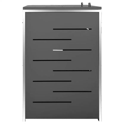 Cache de 2 poubelles exterieures en inox seul de face
