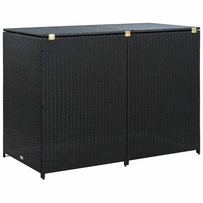 Cache de 2 poubelles exterieures noire de dos
