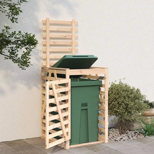 Cache de poubelle extérieure en bois dans le jardin