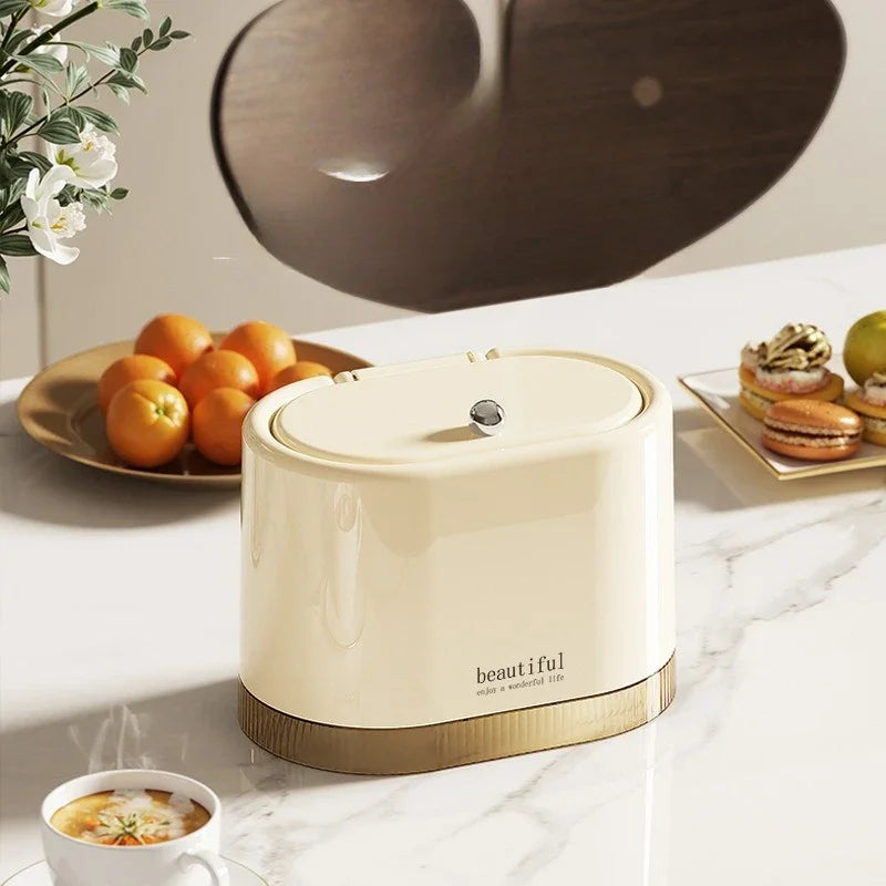 Mini poubelle de bureau vintage beige