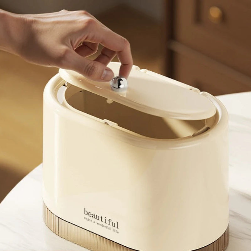 Mini poubelle de bureau vintage couvercle