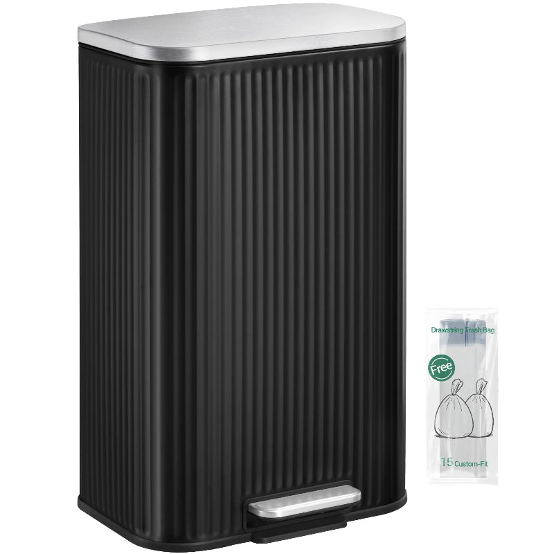 Poubelle 30L noire en inox