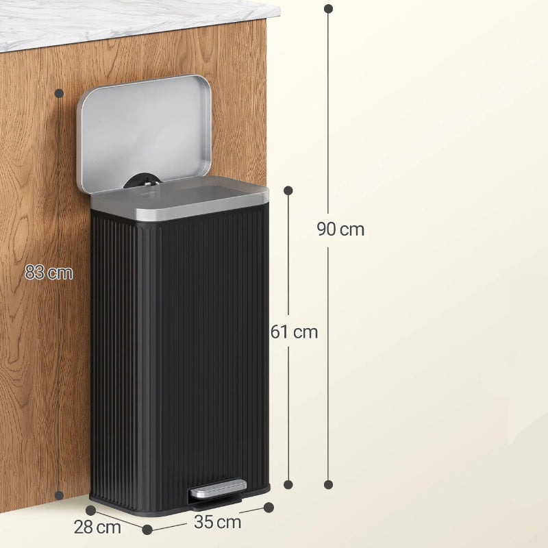 Dimension de la Poubelle 30L noire en inox