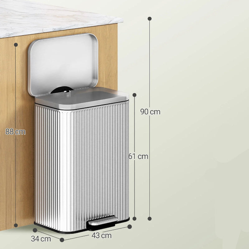 dimension de la Poubelle 50L design moderne argentee