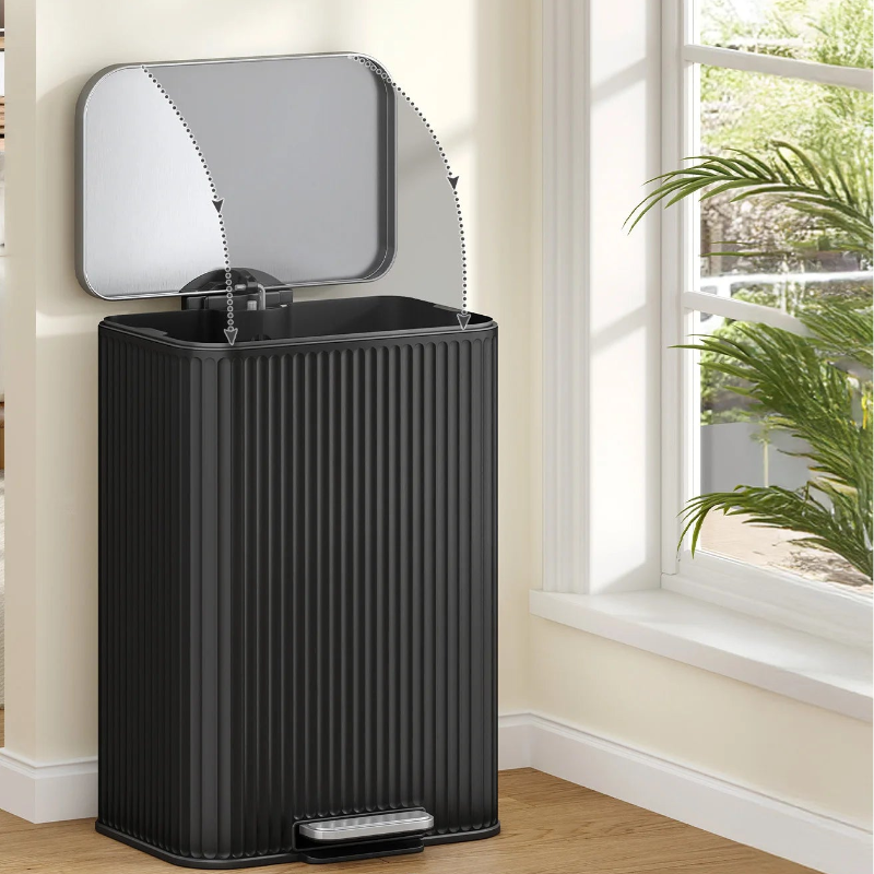Le couvercle de la Poubelle 50L design moderne noire