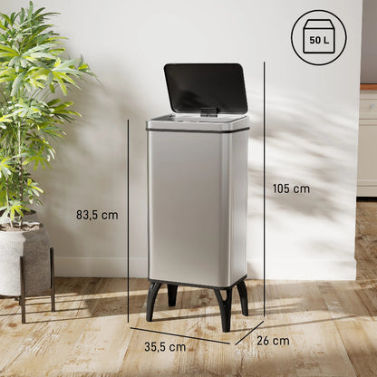 Dimension de la Poubelle automatique 50L argentée