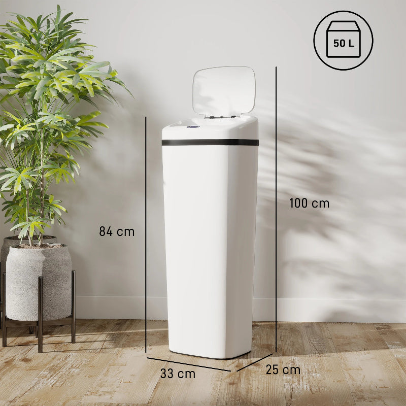 Dimension de la Poubelle automatique 50L blanche