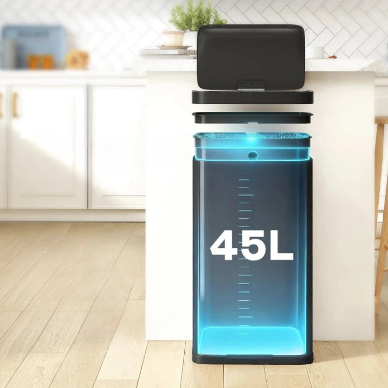 La capacité de la poubelle automatique noire 45L