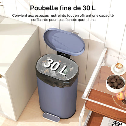 La capacité de la Poubelle bleue à pedale 30L