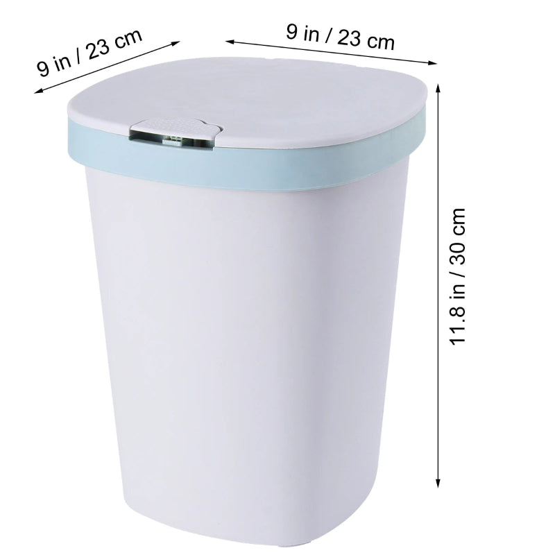 Dimension de la Poubelle à couvercle en plastique bleue ciel