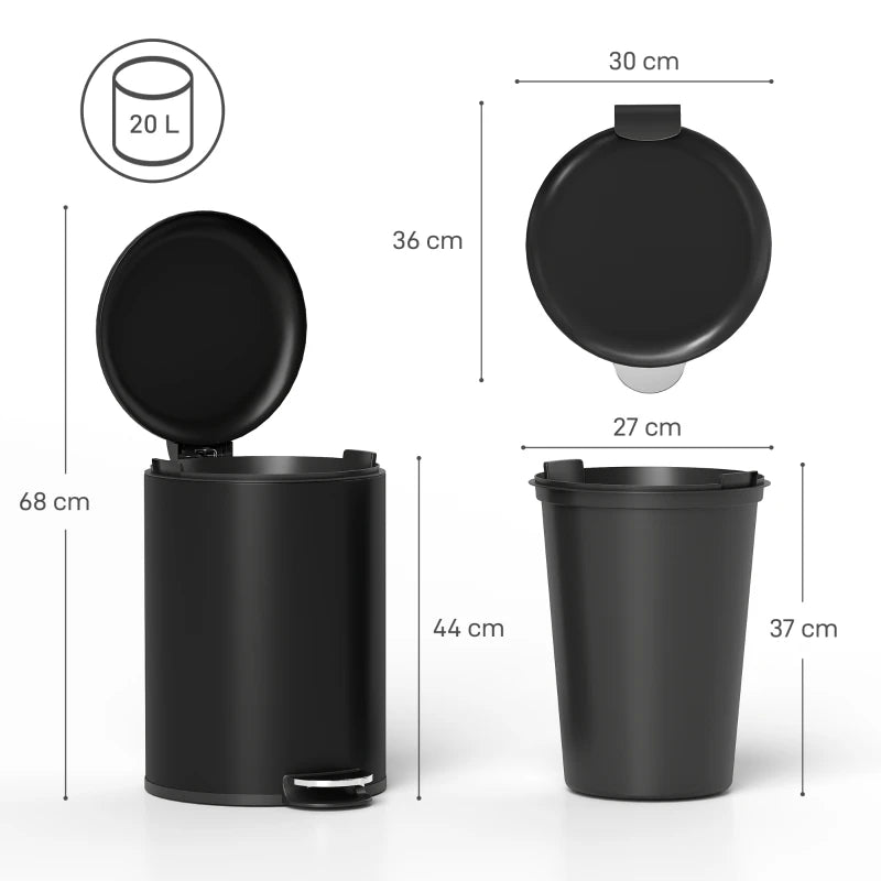 Dimension de la Poubelle de cuisine 20L noire