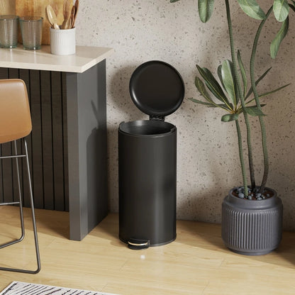 Le couvercle ouvert de la Poubelle de cuisine 30L noire
