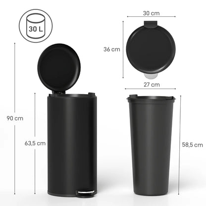 Dimension de la Poubelle de cuisine 30L noire
