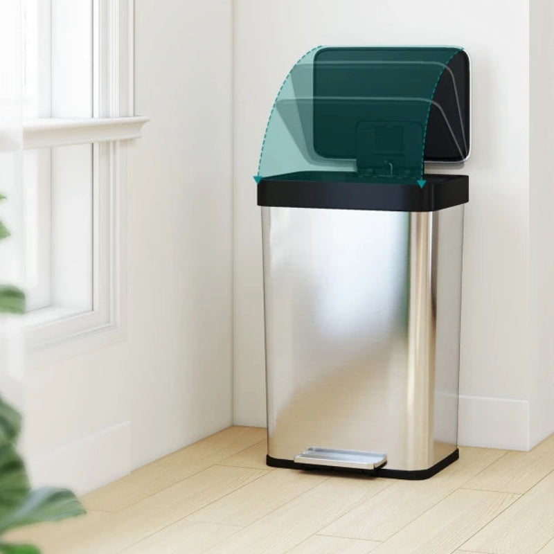 Le couvercle de la Poubelle de cuisine 60L en inox