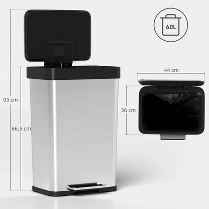 Dimension de la Poubelle de cuisine 60L en inox