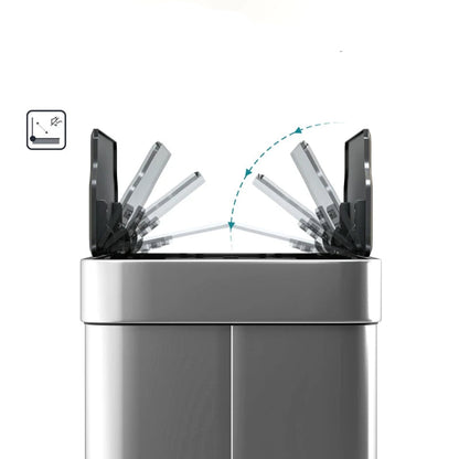 Le couvercle ouvert de la Poubelle de cuisine automatique 55L en inox