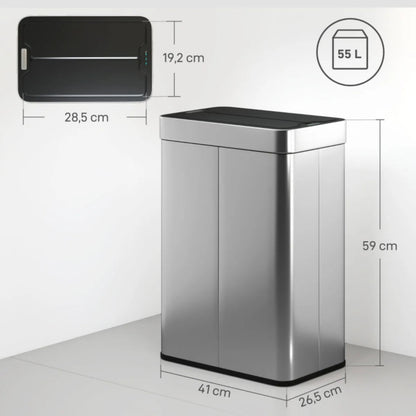 Dimension de la Poubelle de cuisine automatique 55L en inox