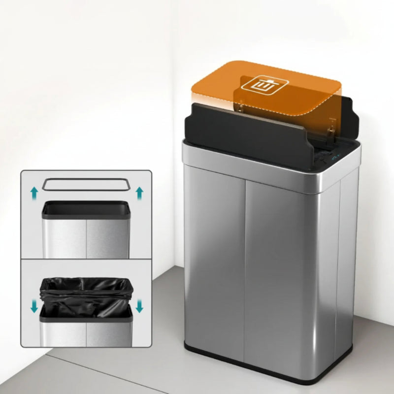 Le seau amovible de la Poubelle de cuisine automatique 55L en inox