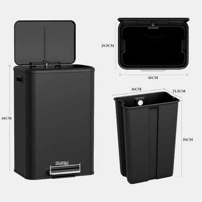 Dimension de la Poubelle de cuisine noire 40L